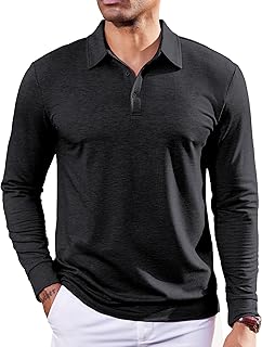Mens Polo Sweatshirts Long Sleeve Casual Lightweigt Polo Shirts Button Down Golf Shirt