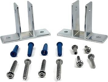 Two Polished Chrome Die Cast Zamac Two Ear Brackets for 7/8 in. Panels with Fasteners