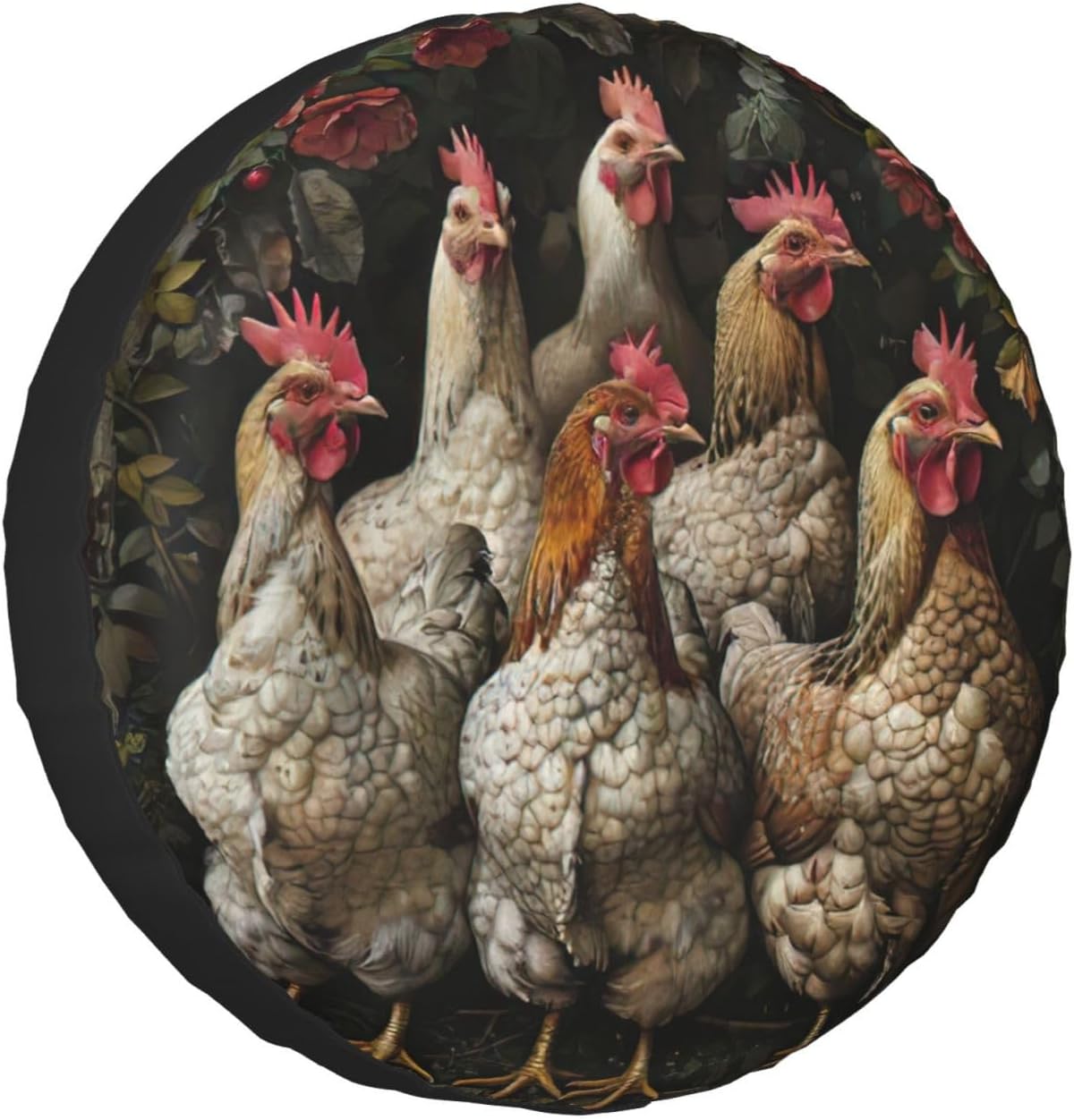 A Brood of Chickens Print Tire Cover Universal Spare Wheel for Trailer Rv SUV Truck Camper Travel Accessories