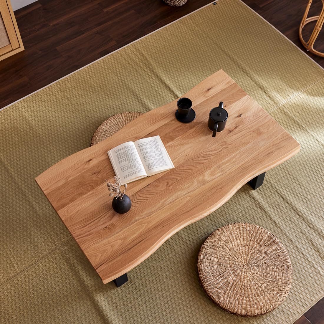 Amazon.co.jp: センターテーブル ローテーブル 座卓 110cm オーク