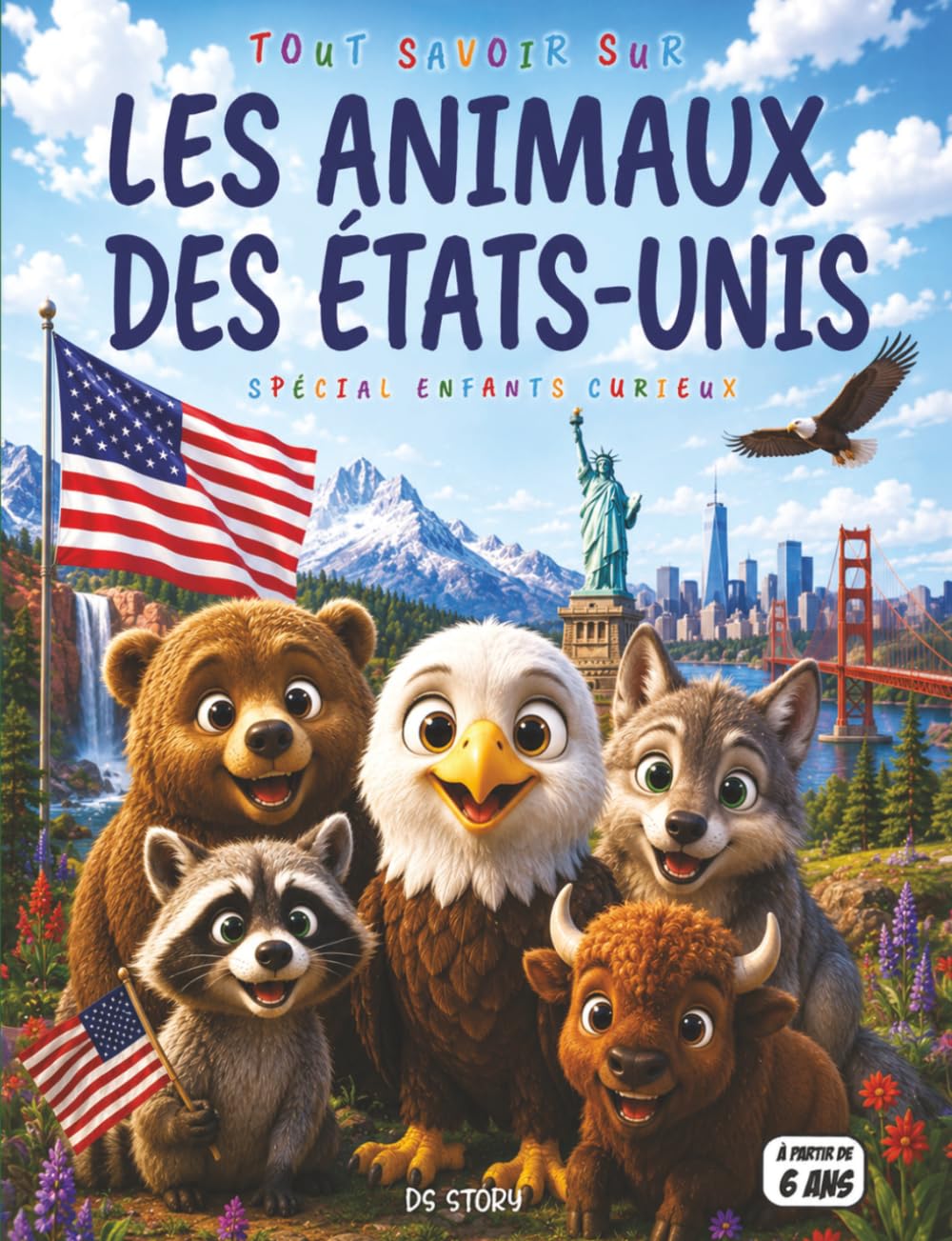 Tout savoir sur les animaux des États-Unis: Le guide complet et ludique pour les enfants curieux avec quiz, questions-réponses et coloriages éducatifs
