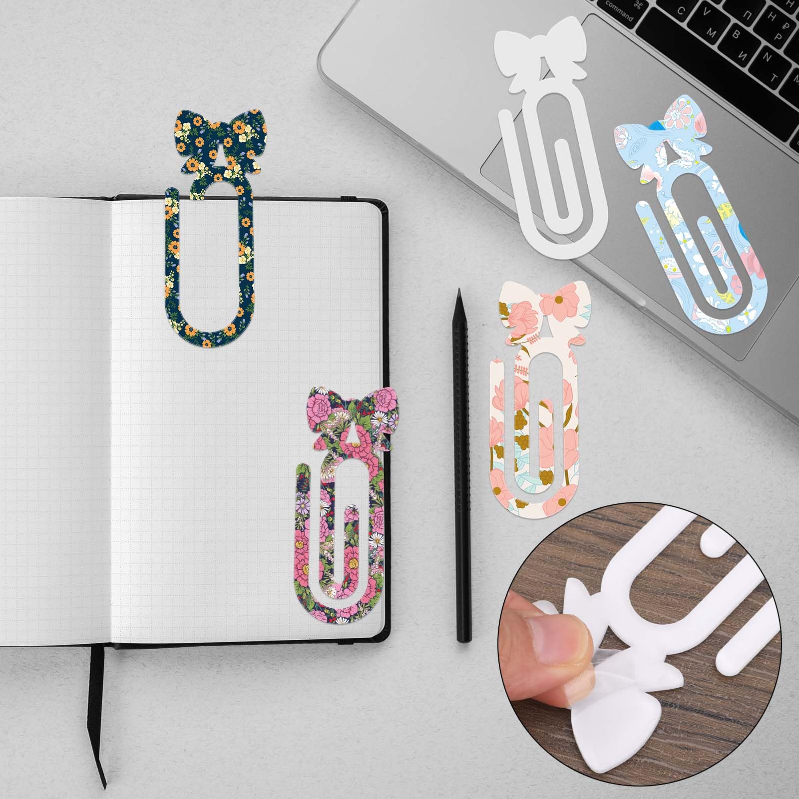 lasuroa 5 Pièces Supports Sublimation Plastique, Trombones Jumbo 10x3,7cm Supports de Trombones Nœud Fournitures Personnalisables pour Maison Bureau & École