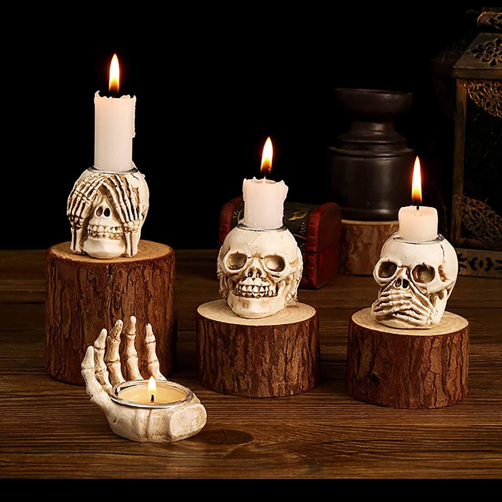 Amazon.co.jp: 蝋燭 ハロウィン 飾り 髑髏仕様 燭台 蝋燭立て