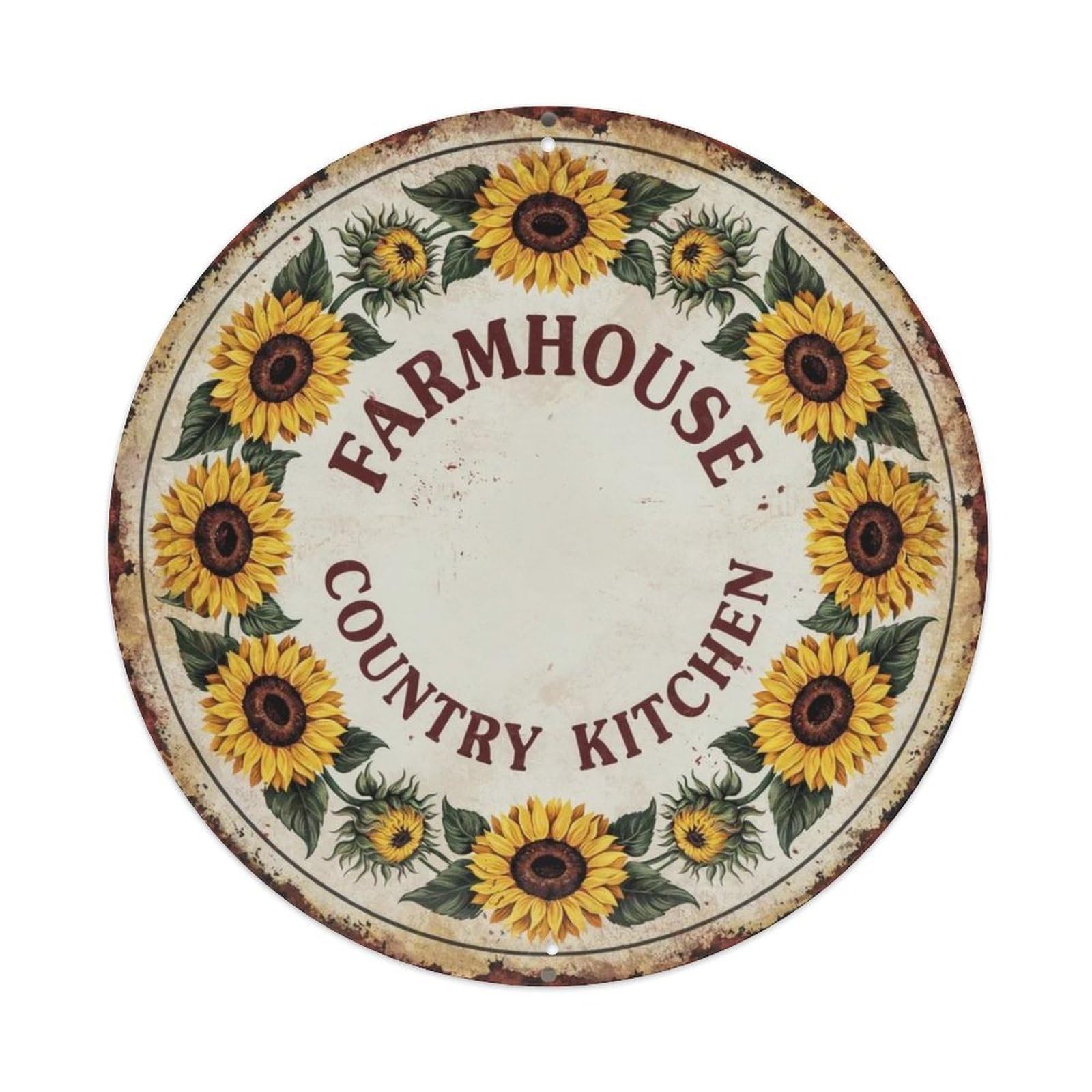 Country Round Plant Sign Metal Tin Sign Plaque