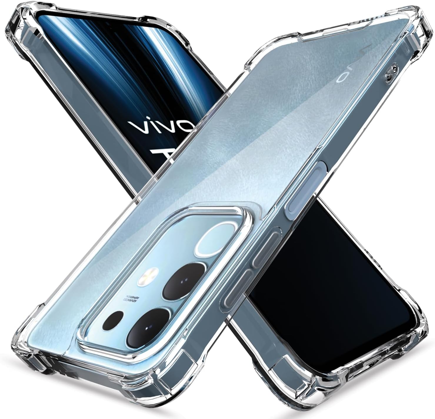 Pikkme Back Cover for Vivo T4x 5G / iQoo Z10x 5G / Vivo Y31 Pro 5G PC + TPU Clear Transparent Raised Edges Shockproof Protective Phone Bumper Case(Transparent)