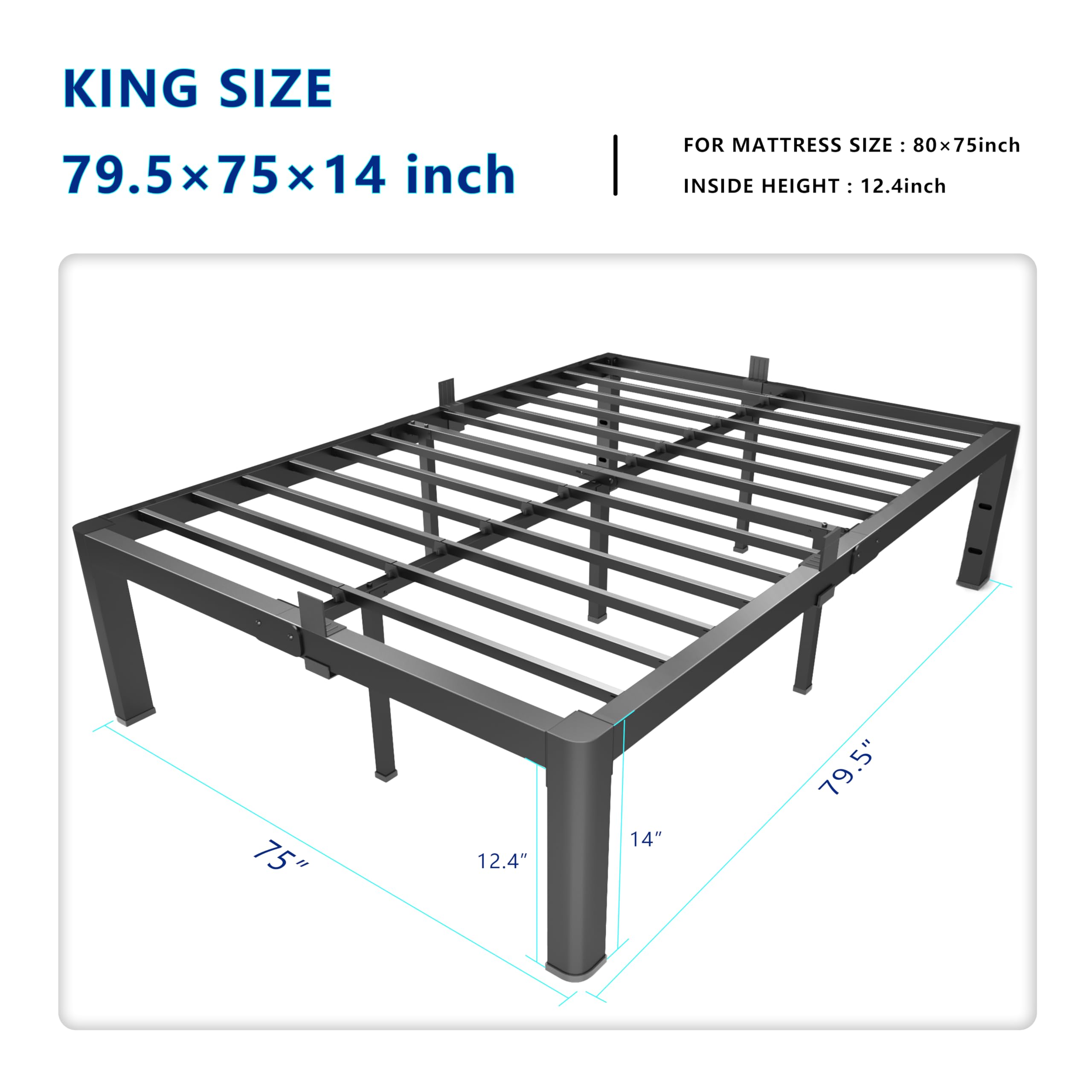 Snapklik.com : Yookare King Platform Bed Frame,14
