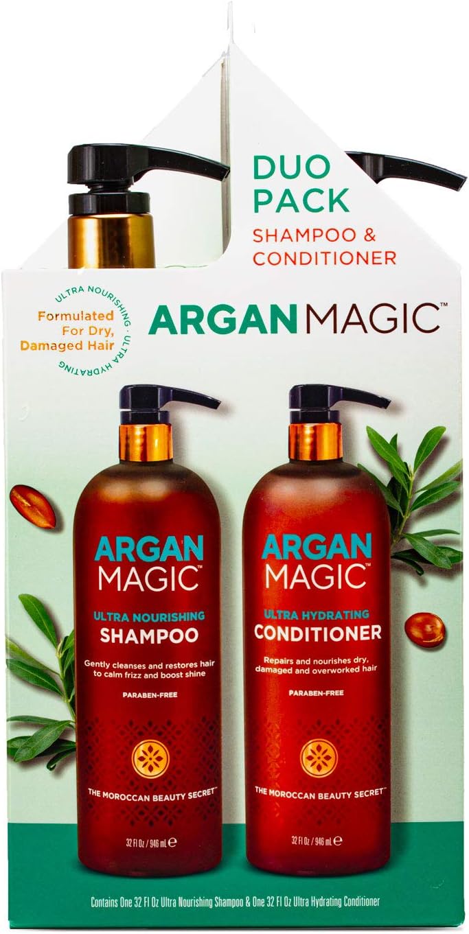 Ultra Shampoo and Conditioner Combo Pack for Dry and Damaged Hair - Revives & Dehydrated Brittle Hair | Detangles, Smooths & Softens | Made in USA, Paraben Free, Cruelty Free (32 oz)