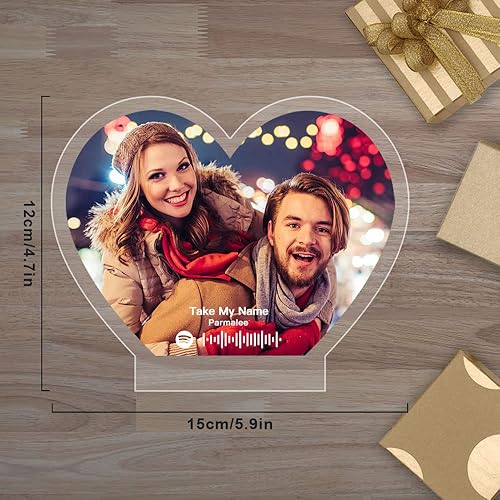 Miniatura 3 de ALBK Placa de cristal de Spotify personalizada, lámpara de fotos LED, álbum de música acrílica con código escaneable, pantalla de canción