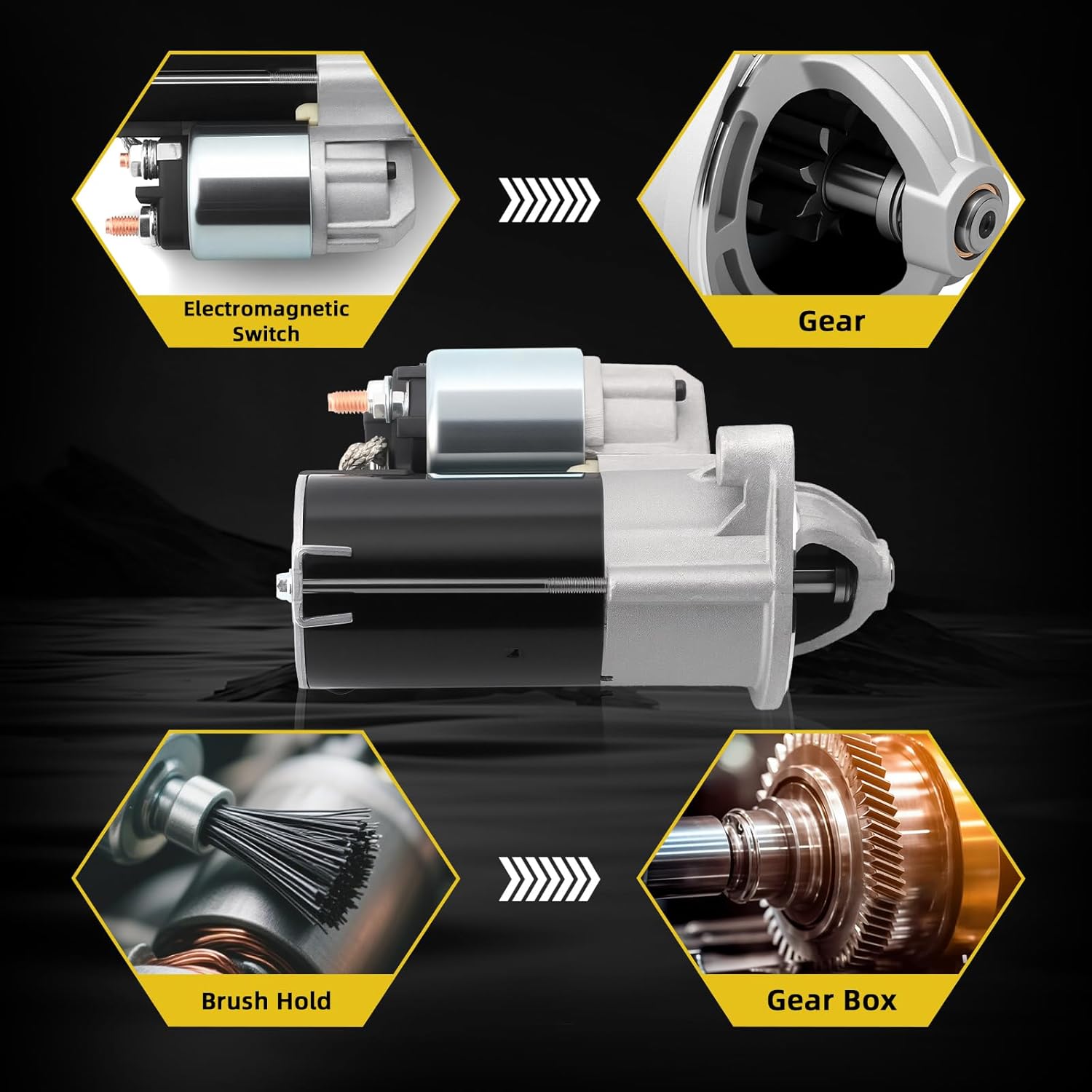 Starter Motor 21163-0751 Compatible with Kawasaki KAF820 Mule Pro-FX 2016-2019 Pro-FXT 2015-2020 Pro-FXR 2020 Replacement 211630751 435-517 1400-0144