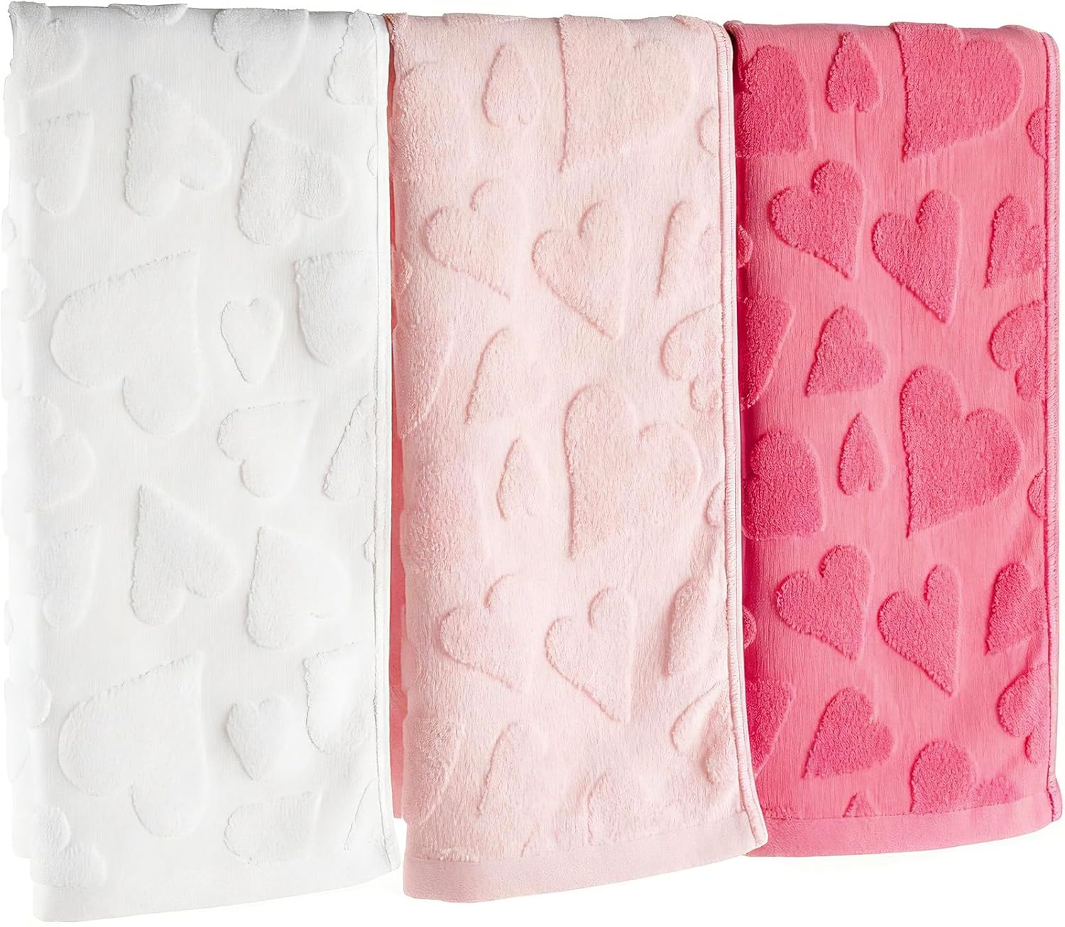 3 Pack Heart Valentine's Day Hand Towels Gradient Red Bathroom Decorative 100% Cotton Soft Absorbent Decorative Soft Hand Towel Set for Kitchen Drying Cleaning Cooking Holiday 13.7'' x 29.5''