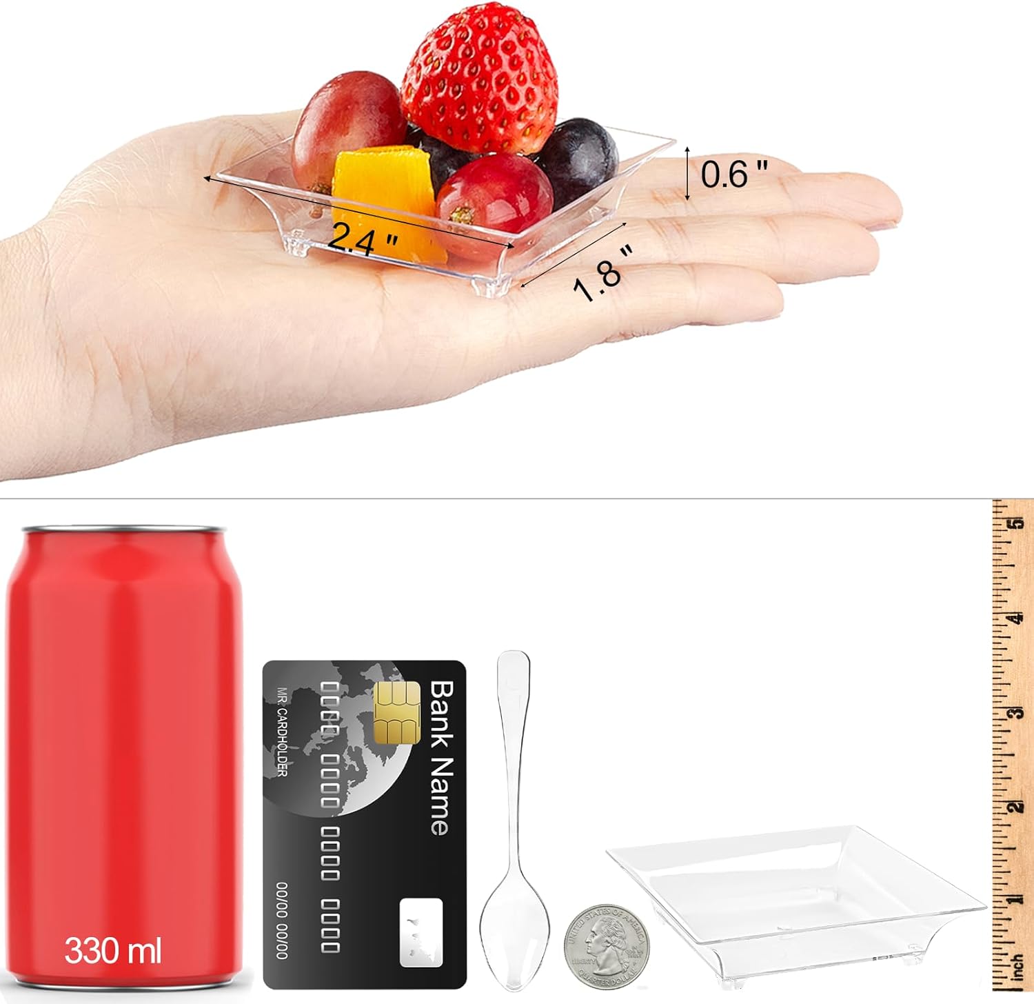 Mini Dert Plates - Small Plastic Appetizer Plates with Spoons