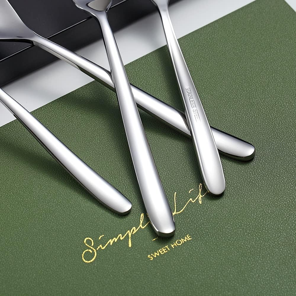 Stainless Steel Dinner Forks Set, 6 Piece - Silverware for Home, Kitchen or Restaurant, Dishwasher Safe (Silver-8 Inch)