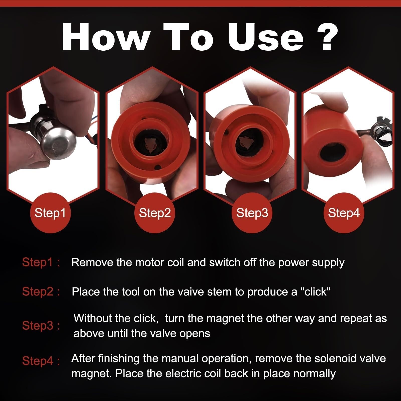 Herramienta de imán de válvula solenoide #TLMKC, imán solenoide, 18 mm, herramienta de solución de problemas de válvula solenoide compatible con la mayoría de válvulas industriales, 1 pieza (rojo)