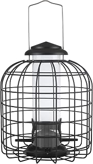 Squirrel Proof Bird Feeder - Hanging Caged Tube Bird Feeder for Small Birds - Finch Chickadee Sparrow and Wren - Ideal for Outdoors - Pigeon, Blue Jay, Deer, Grackle and Starling Proof