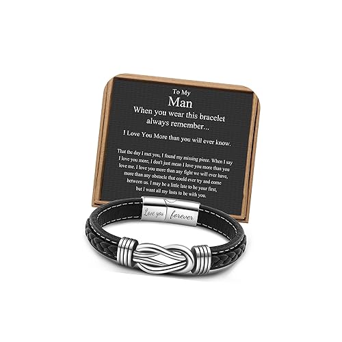 𝗞𝗻𝗼𝘁 𝗕𝗿𝗮𝗰𝗲𝗹𝗲𝘁 𝗚𝗶𝗳𝘁𝘀 𝗳𝗼𝗿 𝗠𝗲𝗻 Brown Braided Leather Stainless Steel