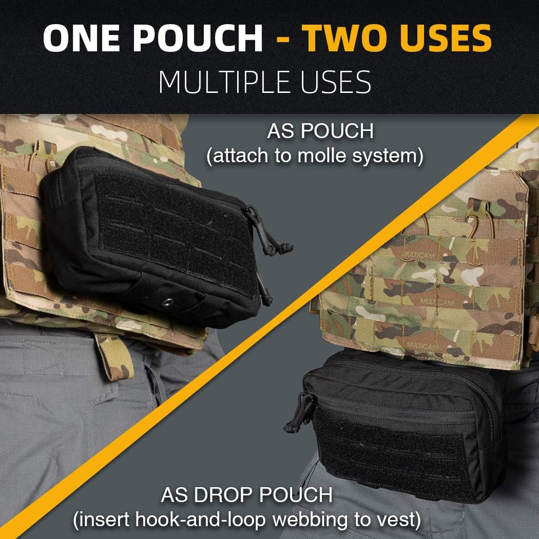 IDOGEAR Dump Tactical Pouches MOLLE Admin Pouch Military Modular Utility Tools EDC Multi-Purpose Bag Dual Zippers for Tactical Vest Chest Rig 500D Nylon