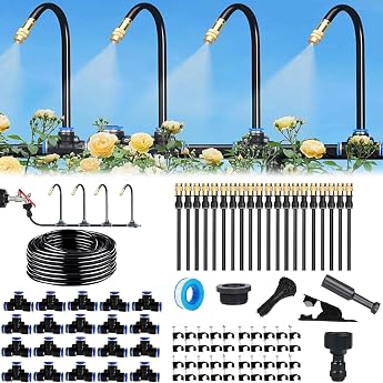 Automatic Watering System Garden 360  Automatic Watering Hose Mist Irrigation Kit Adjustable Nozzle for Plant Watering Garden and Balcony Potted Plants Outdoor 20 m