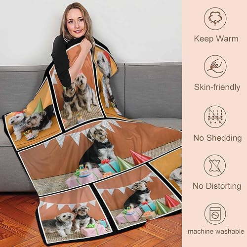 Miniatura 6 de Manta personalizada con fotos, manta personalizada de collage de fotos de perro, suave, con fotos de tu mascota, regalos personalizados para amantes