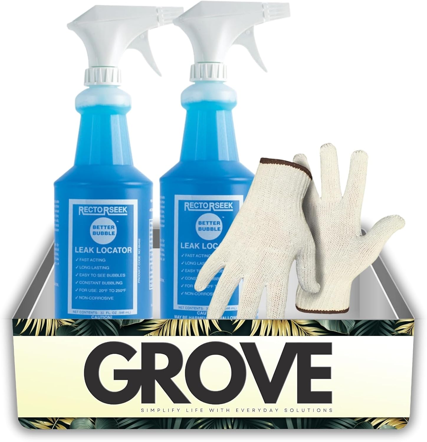 2x RectorSeal Leak Detector 32 oz Bundle with Work Gloves – Thick Formula for Detecting Gas and Air Leaks with Long-Lasting Bubbles on Pressurized Surfaces – Gift Set (3 Items)