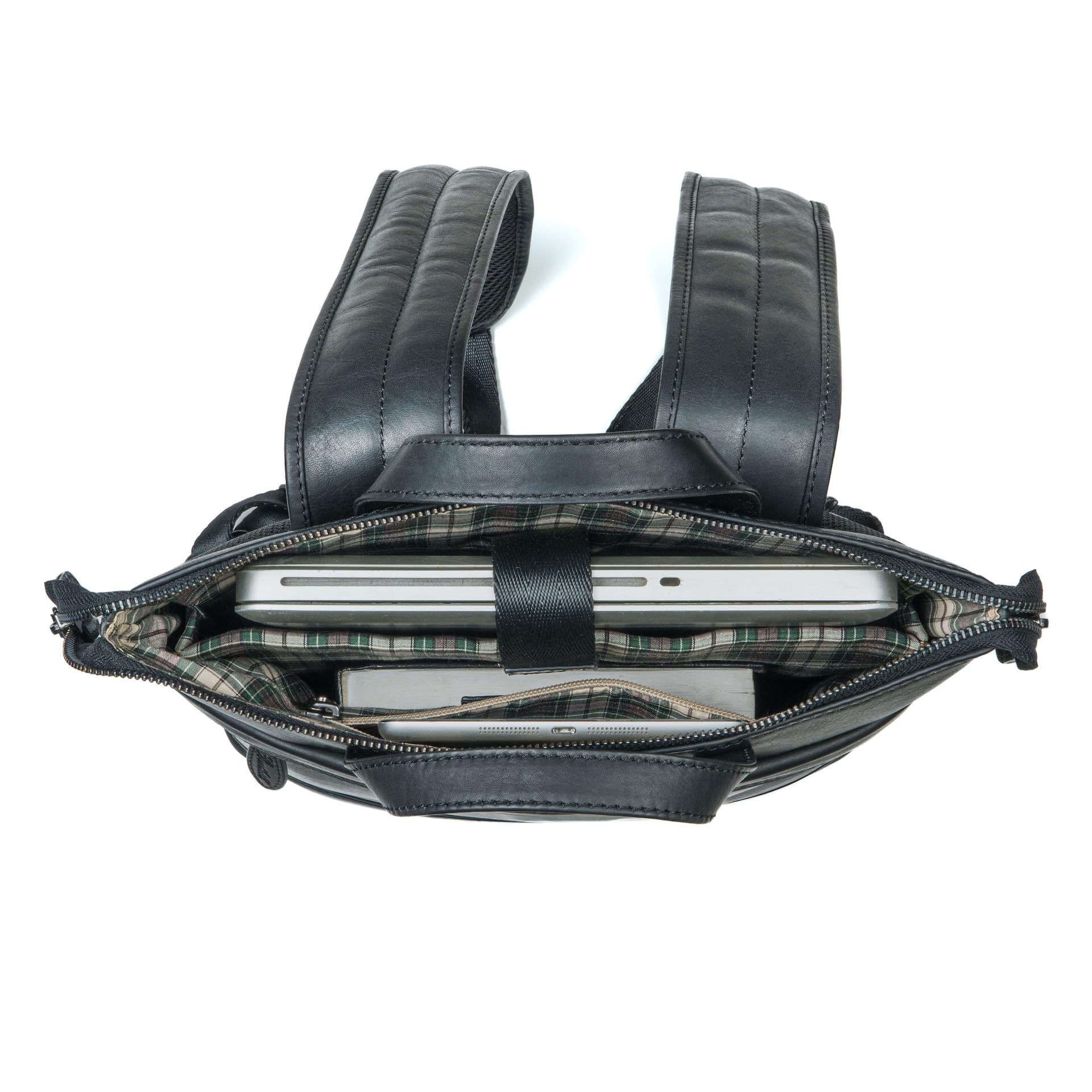 Benthill Torba listonoszka z prawdziwej skóry - plecak na ramię plecak rowerowy plecak trekkingowy - damski plecak męski - skórzany plecak, Czarny (Black)