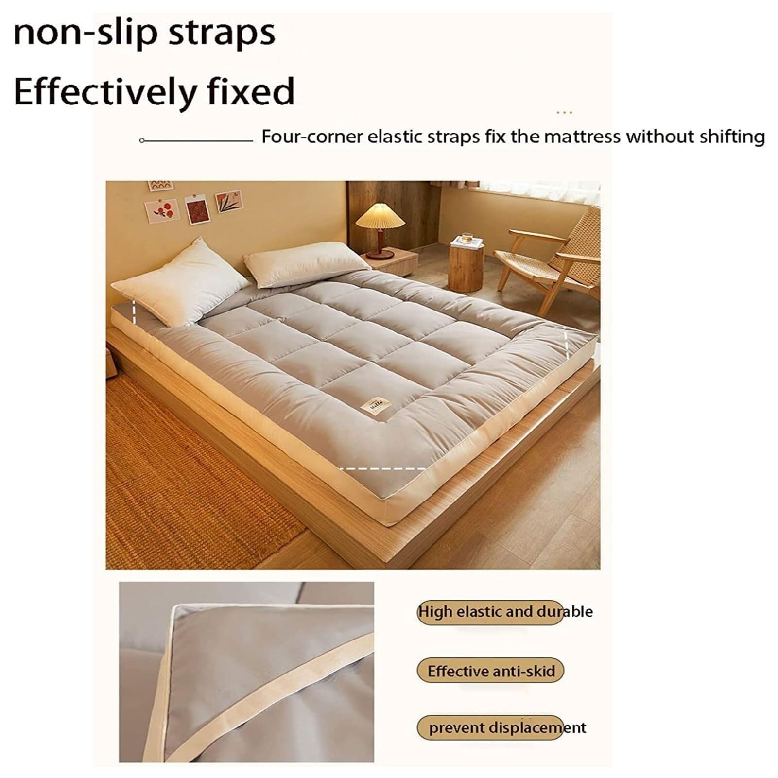 Japoński materac futon, bardzo gruba, miękka, składana mata podłogowa, przenośna, zwijana, do salonu, akademika, pokoju gościnnego, na kemping, oddychający, komfort i wszechstronność