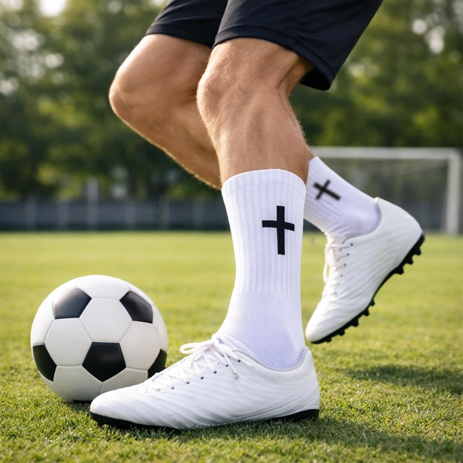 2 Pairs Cross Grip Soccer Socks with Bible Verses, Anti-Slip Jesus Christian Catholic Football Socks for Men & Women Youth Sports (US Sizes 6-13) - Image 6