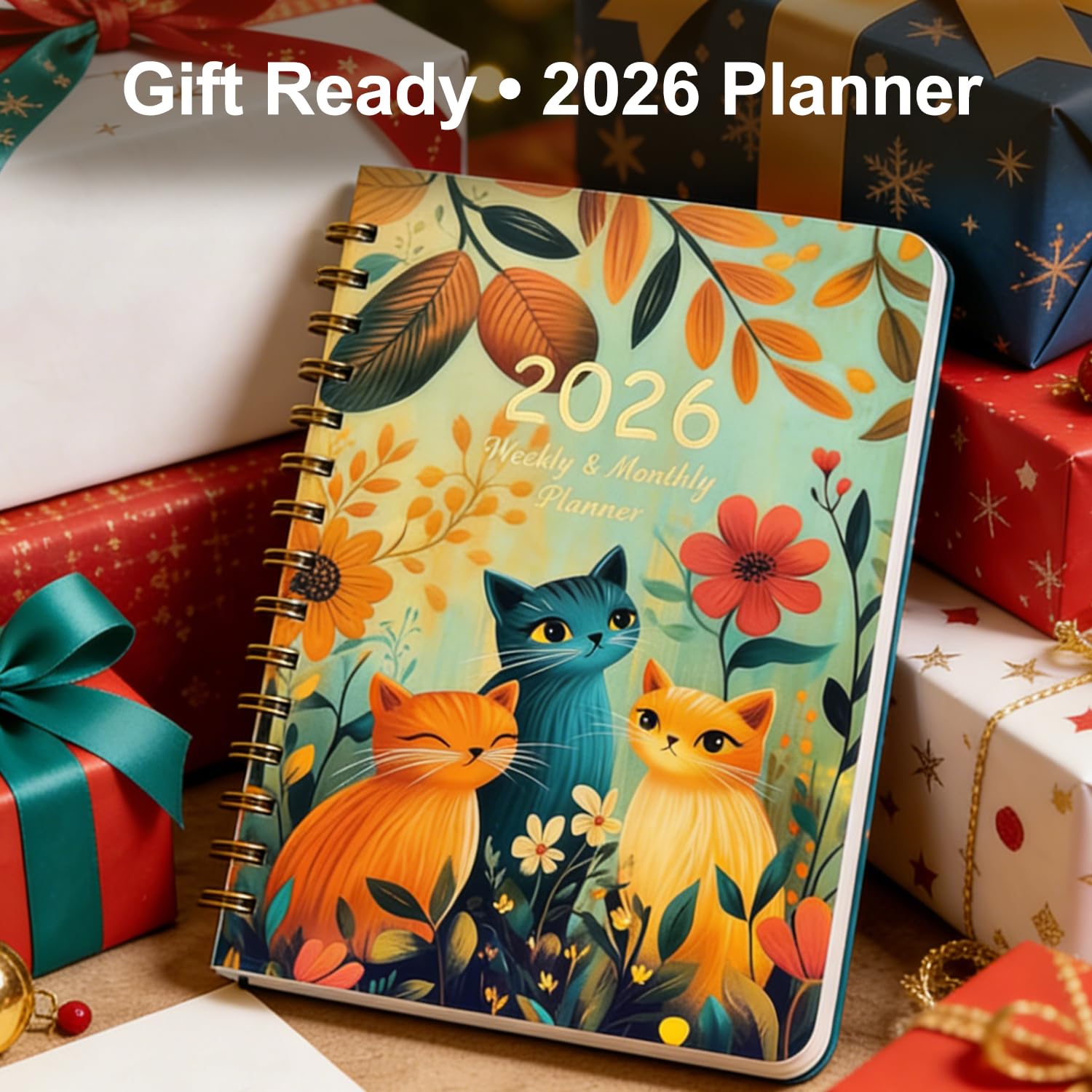Planer 2026, planer tygodniowy i miesięczny 2026, A5 (16 cm x 21,5 cm), twarda okładka z zakładkami, podwójna cewka, kieszeń do przechowywania, materiały szkolne/biurowe dla ucznia, nauczyciela
