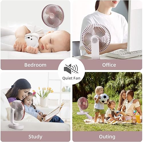 Miniatura 4 de Mini ventilador de escritorio USB, ventilador oscilante portátil con 4 velocidades, ventilador de mesa silencioso ajustable de 6.5in, ventilador