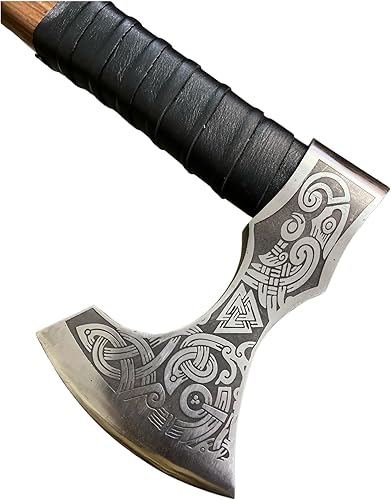 Miniatura 3 de Hacha vikinga, hecha a mano, hecha a mano, pequeña hacha de campamento barbuda, mango de palisandro con funda de 20 pulgadas de hacha