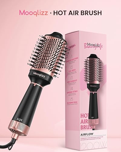 Miniatura 7 de Mooqlizz Cepillo secador de pelo, cepillo secador de pelo en uno, cepillo de aire caliente voluminizador redondo, cepillo de secado rápido 4 en 1,