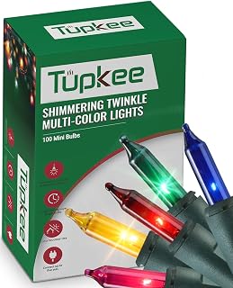 Christmas Random Shimmering Twinkle Lights - 12 of 100 Lights Twinkle, Indoor Outdoor, 20.5 Feet Light String, 100 Multi-Color Bulbs - Christmas Tree Holiday Decor Sparkling Twinkling Christmas Lights
