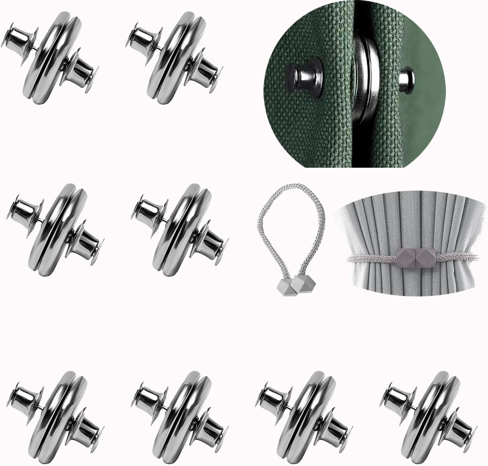 Amazon.com: 8 Pairs Curtain Magnets Closure, Magnetic Curtain Clips for ...