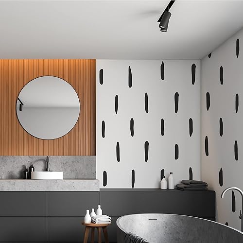 Vista 5 de Calcomanías de pared abstractas de vinilo negro de línea irregular gruesa, calcomanías bohemias modernas para despegar y pegar, 120 rayas verticales