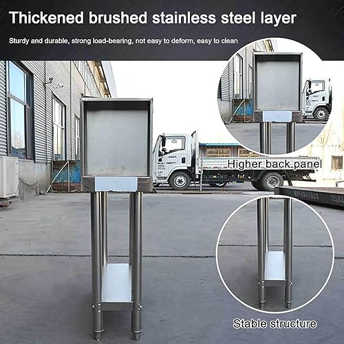 Miniatura 6 de Mesa de trabajo de cocina comercial de acero inoxidable, mesa auxiliar de barbacoa, mesas de metal, contador de condimentos con estante inferior y