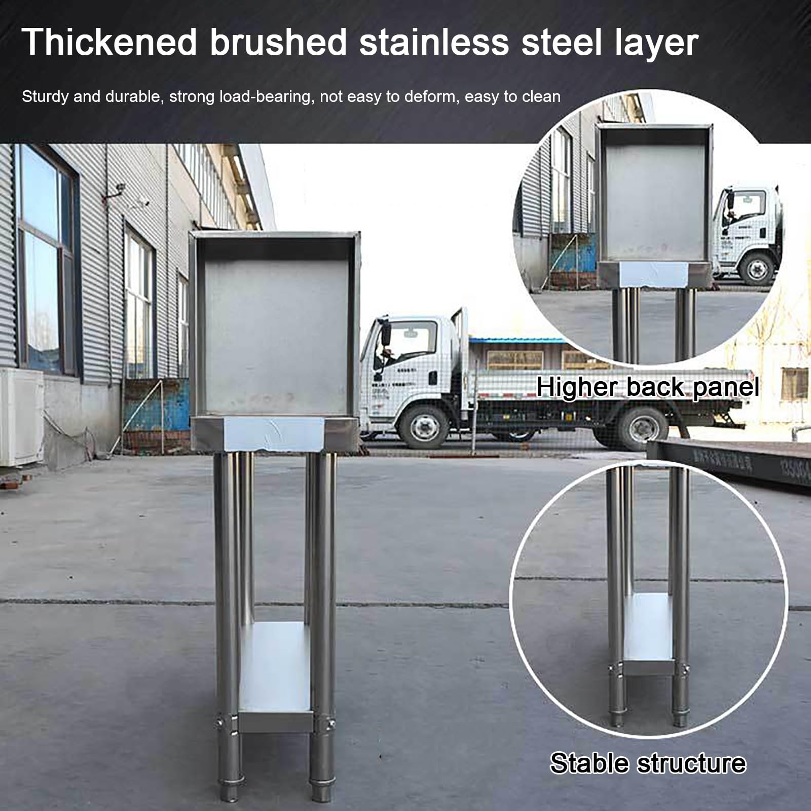 Tavolo Acciaio Inox, Tavolo Acciaio Inox Professionali, Metallo Banco da Lavoro Officina, Bancone per Condimenti con Ripiano Inferiore e Alzatine Cucina, per Ristorante(80x50x80cm/31.5x20x31.5 inches)