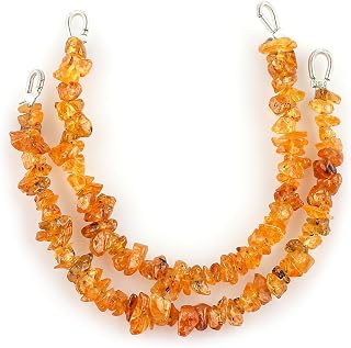 CRYSTALIS 2pcs Natural Spessartite-Garnet Gemstone Connector with Loops, Uncut Chips Nuggets Beads, Healing Crystals, Jewelry Making Supply, Keychains, Hanging Accessories, DIY, Strand, Craft, 4" inch