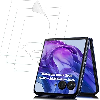 (3 Pack) Orzero Front Screen Protector Compatible for Motorola Razr+ 2026/Razr Plus 2026/Razr+ 2025/Razr Plus 2025/Razr+ 2024 Protector De Pantalla EPU (Not Glass) Anti-Scratch HD Bubble-Free (Not for Razr 2026/2025/2024)