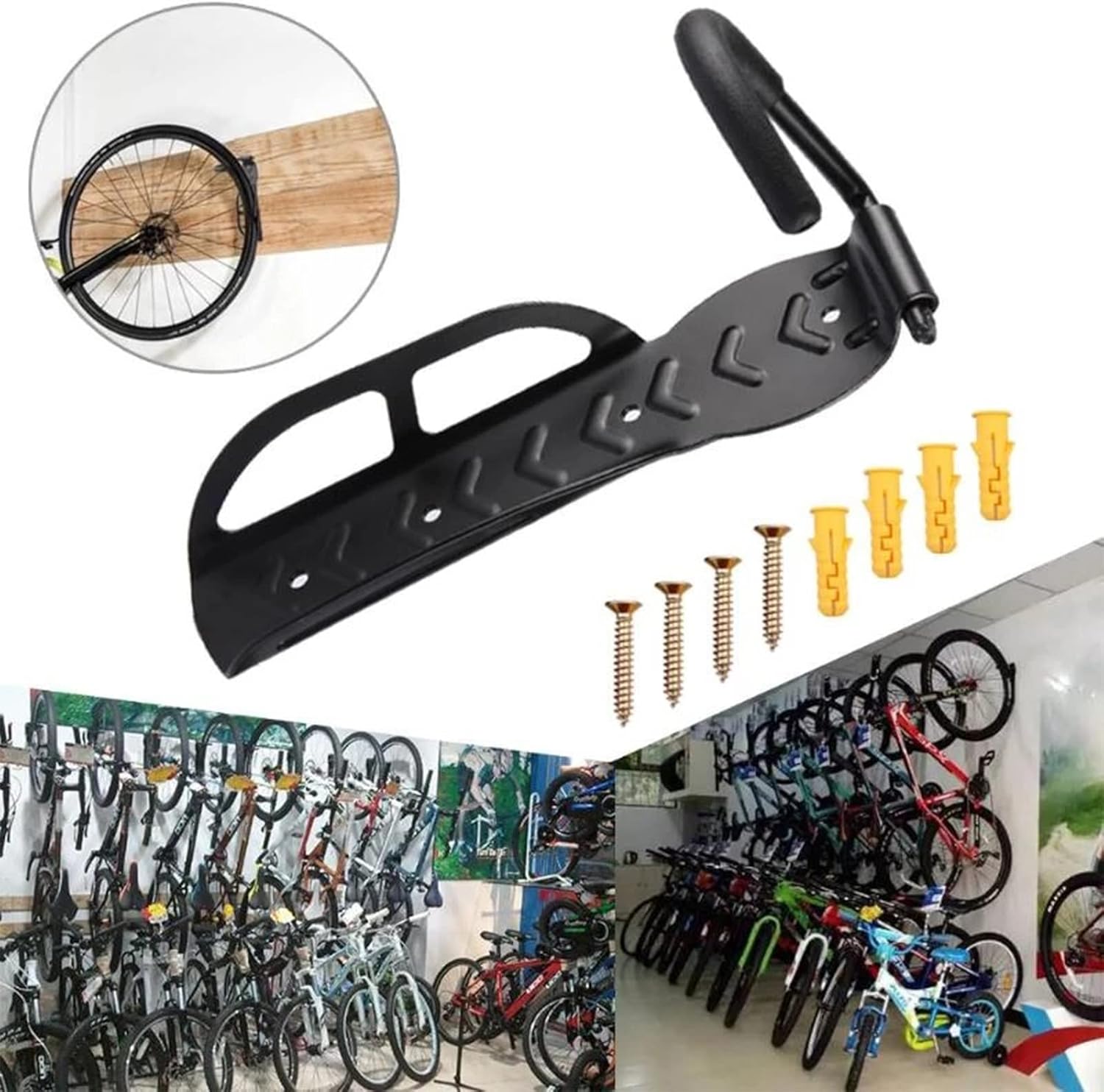 Sadodo Set Of 4PCS Bicycle Holders,Wall Mount Bicycle Hanger,For Indoor Bike Wall Storage Racks,Tyre Holder - Image 5