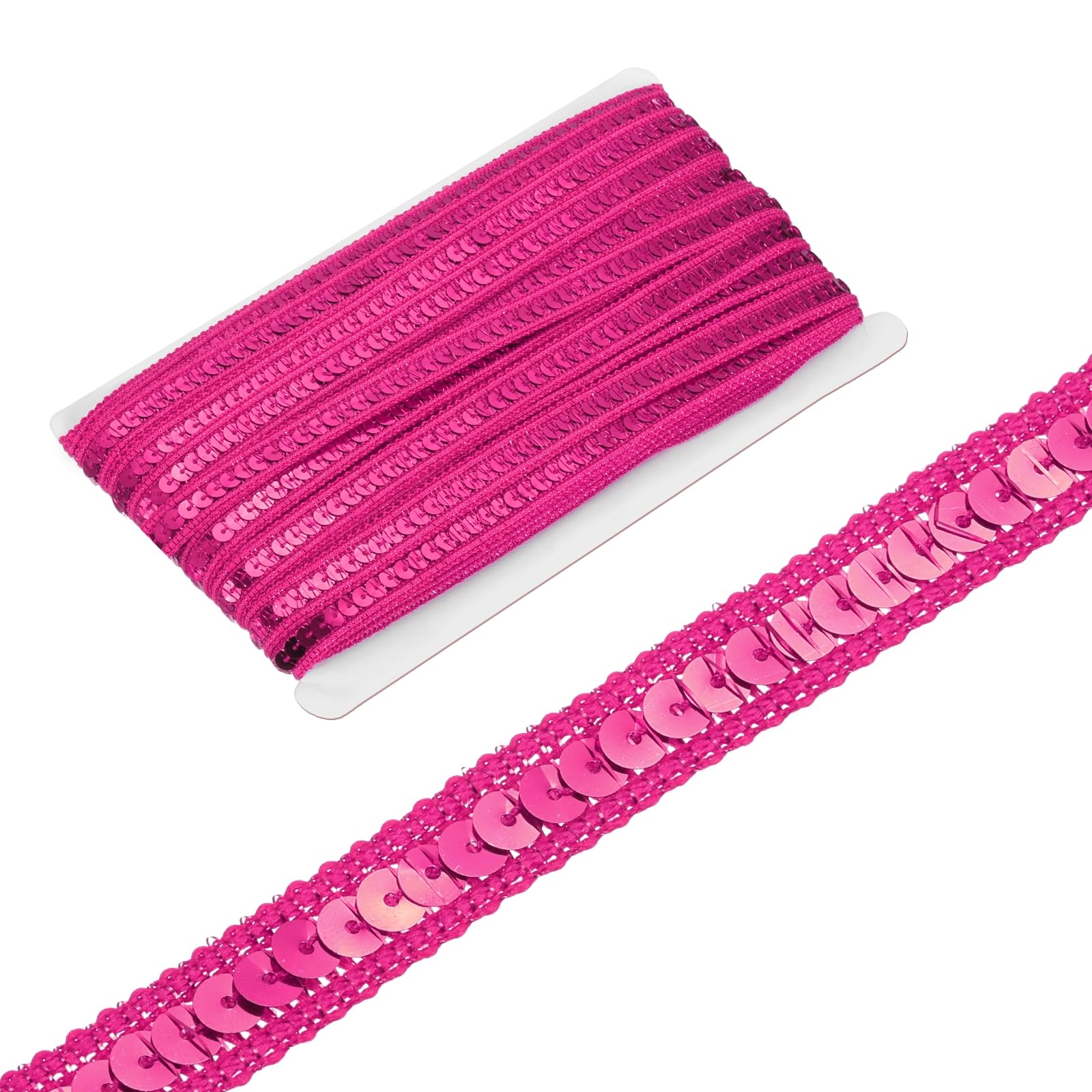 sourcing map 0.5 Inch x 35Yards Sequin Ribbon Trim Sequin Braid Trim Flat Glitter Ribbon for Crafts Embellishments Costume Hats Dress Shoes Headband Sewing, Rose Red