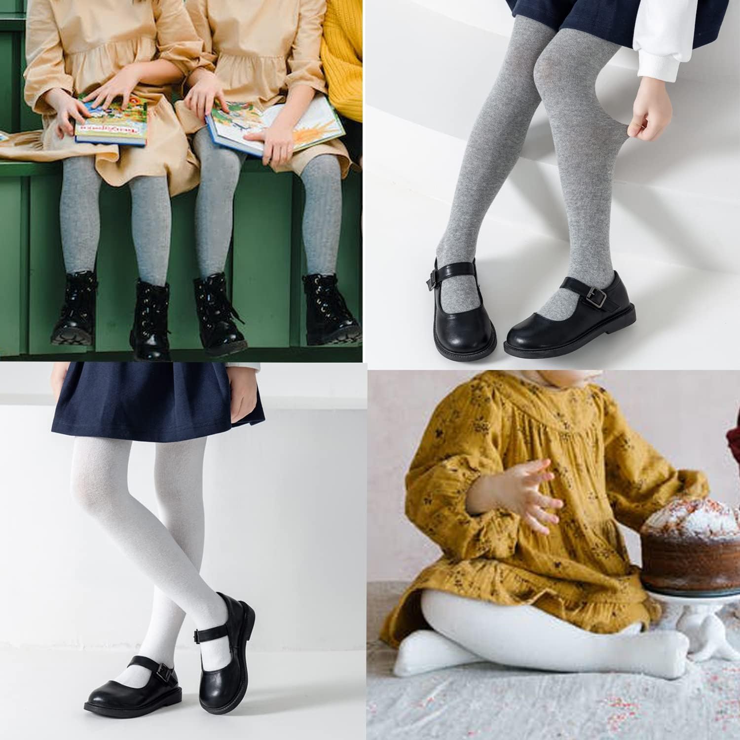 Marchare Little Kids Winter Tights Thick Cotton Solid Leggings School Uniform Warm Stockings For Girls 2/3 Pack - Image 6