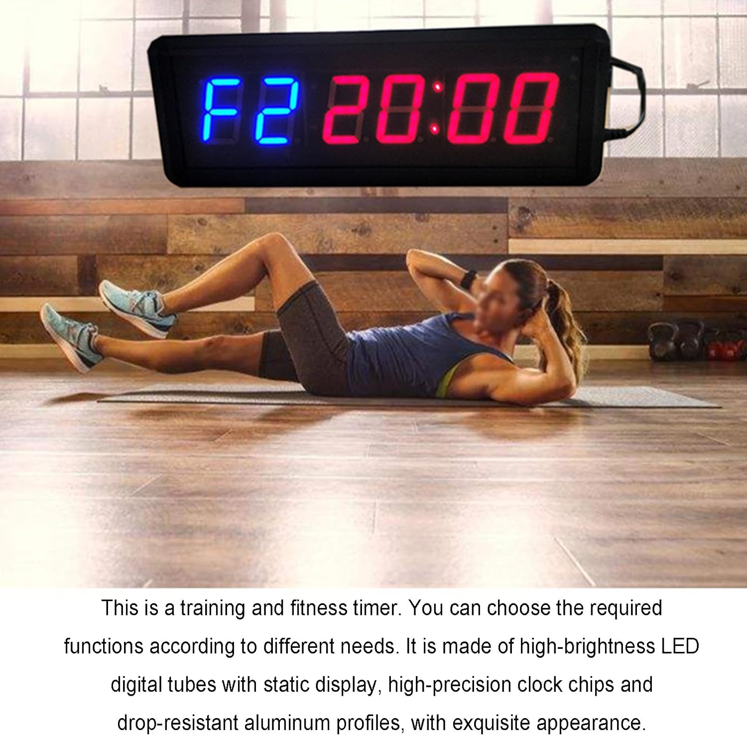 LED Gym Timer Clock, Digital Interval Workout Timer Stopwatch,Digital Wall Clock with Seconds for Gym,Adjustable Brightness,for Sport Boxing Fitness Kitchen,LED Stopwatch by Remote Control