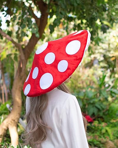 Miniatura 3 de Sombrero de hongo para disfraz de cosplay, accesorio de fiesta, gorra de gran tamaño con ala con alambre