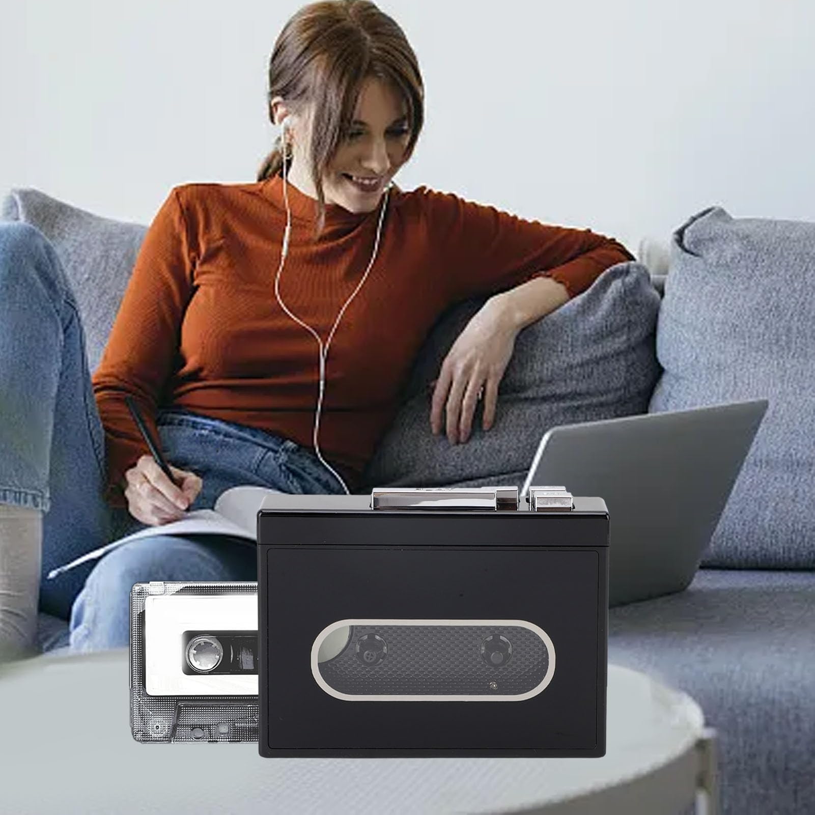 Lettore di Cassette Portatile con Jack per Auricolari da 3,5 Mm e connettività comodità Versatile, Ideale Viaggiatori e Appassionati di Musica