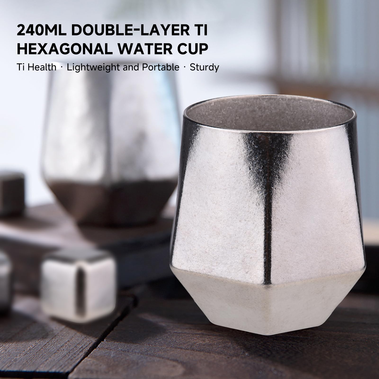 Tazza da caffè da Campeggio in Titanio, Tazza Esagonale con Isolamento Sottovuoto a Doppio Strato da 240 Ml Tazza da Campeggio All'aperto per Viaggi in Campeggio All'aperto con (Fiore di