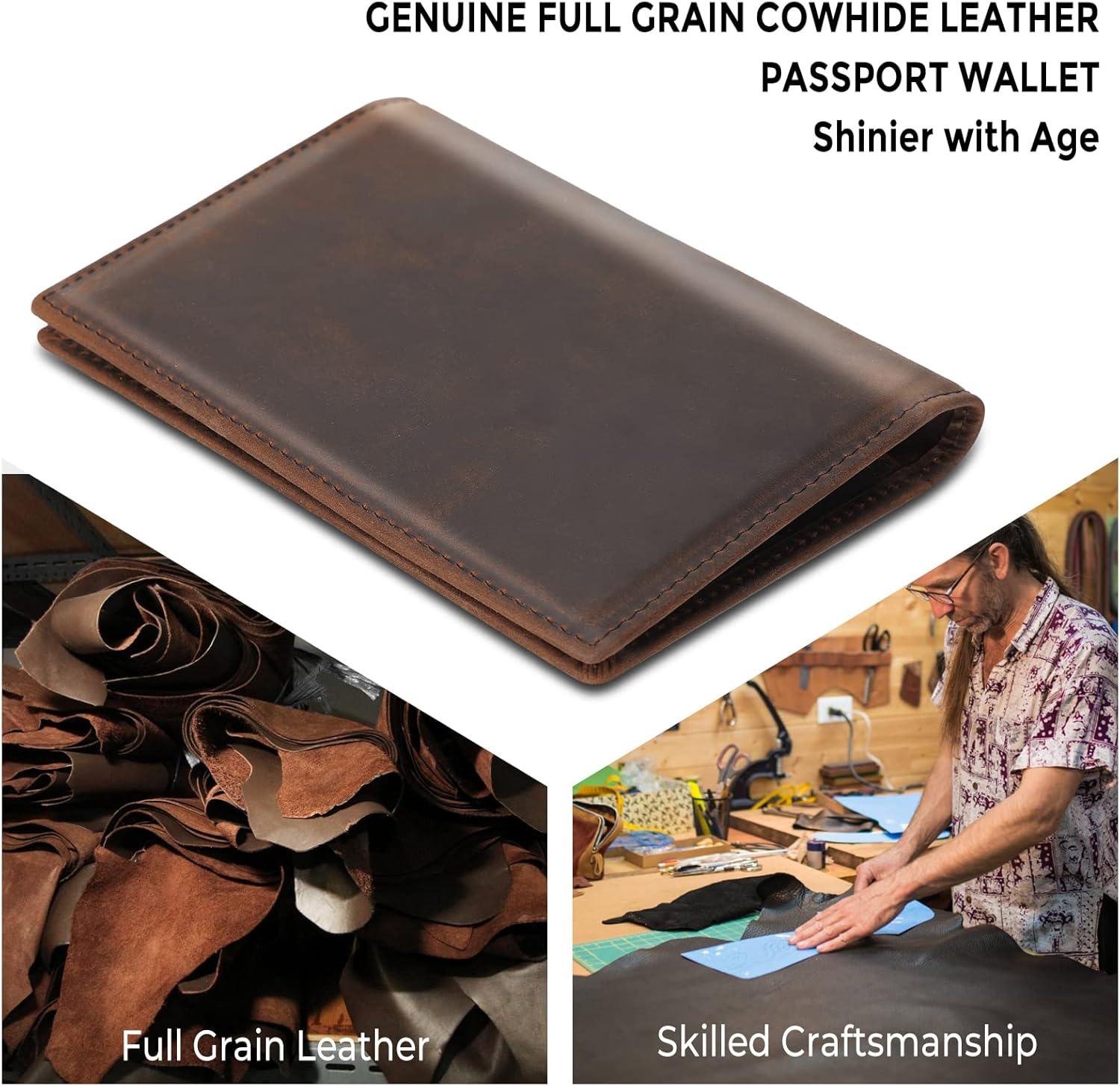  | Compalo Travel Wallet Passport Holder Men Passport Case, Leather Passport Wallet Rfid Blocking Couples Passport Holder for 2, Porta Documentos De Viaje Travel Document Pouch Passport Cover (Brown) | Passport Wallets