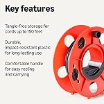 Amazon Basics Bobine de cordon d'extension, 45.72 m Capacité pour 16/3 SJT Cord, orange