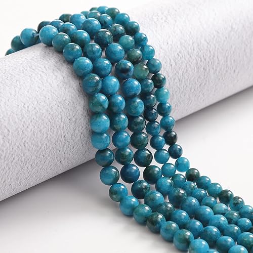 Vista 2 de 45 cuentas de piedra natural de 0.315 pulgadas (0.315 in) con cuentas de apatita azul, piedras preciosas curativas para la fabricación de joyas