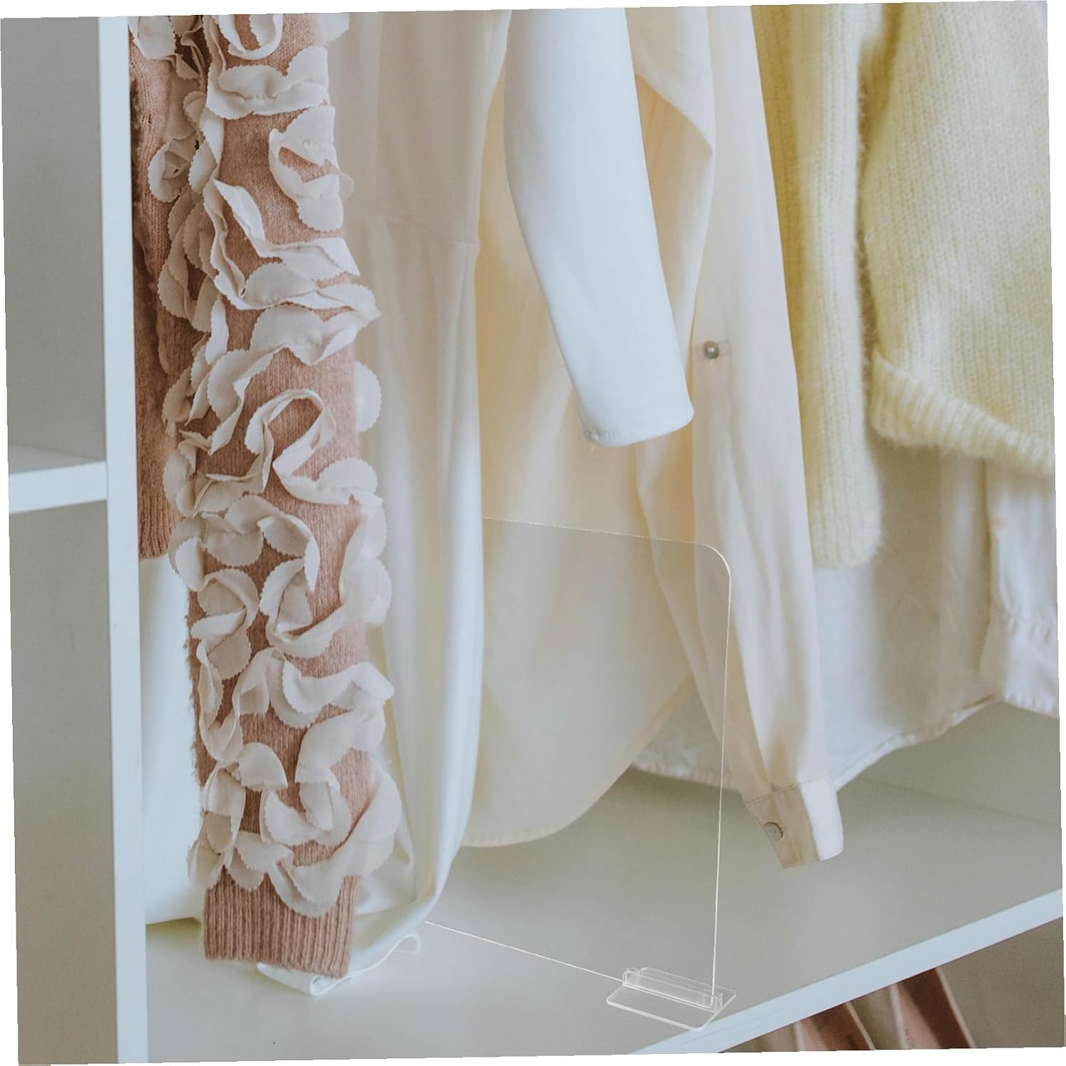 2pcs Clear Acrylic Shelf Dividers for Closet Organization Transparent Vertical Storage Separators for Wooden Shelving Space-Saving Closet and Bookshelf Organizer for Bedroom