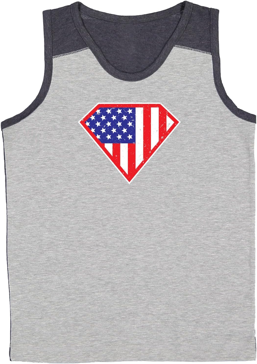 Haase Unlimited American Flag USA Superhero Badge Emblem Youth Contrast Back Tank Top