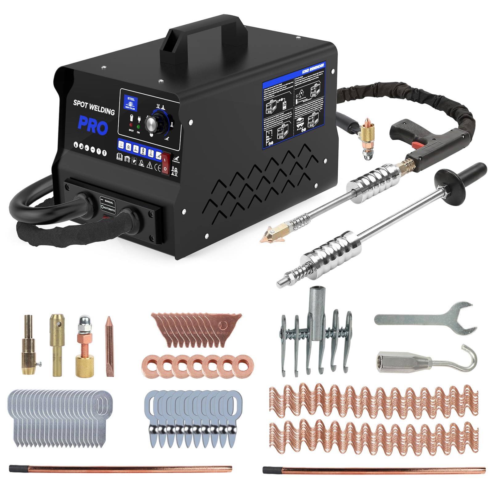 Soldador de espigas 3500W, reparación abolladuras auto, doble modo auto/manual, calentamiento por pulso y protección térmica. Pistola chapa 6 modos para sedán, SUV, camioneta